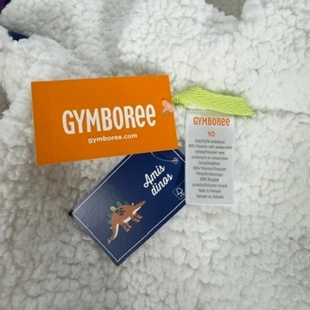 Gymboree Boys Size 10 Dino Friends Puffer Jacket Navy Sherpa 3D Spikes NWT